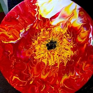 Painted Vintage Record to look like a flower.